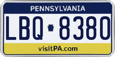 PA license plate LBQ8380