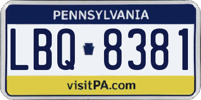 PA license plate LBQ8381