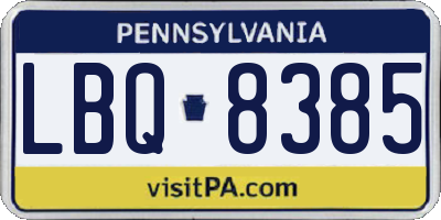 PA license plate LBQ8385