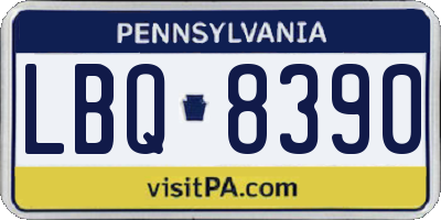 PA license plate LBQ8390