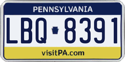 PA license plate LBQ8391