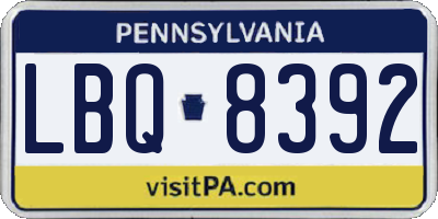 PA license plate LBQ8392