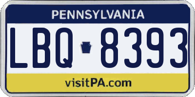 PA license plate LBQ8393
