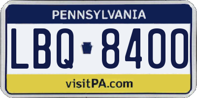PA license plate LBQ8400