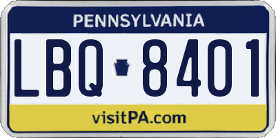 PA license plate LBQ8401