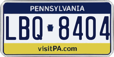 PA license plate LBQ8404