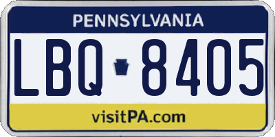 PA license plate LBQ8405