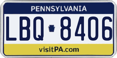 PA license plate LBQ8406