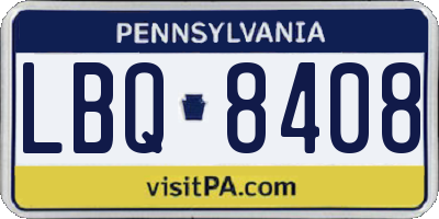 PA license plate LBQ8408