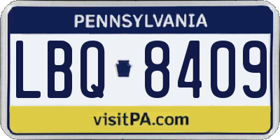 PA license plate LBQ8409