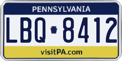 PA license plate LBQ8412