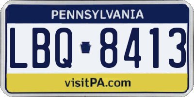 PA license plate LBQ8413