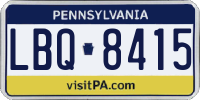 PA license plate LBQ8415