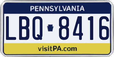 PA license plate LBQ8416