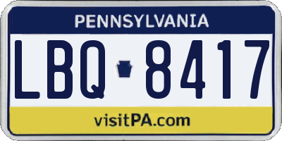 PA license plate LBQ8417