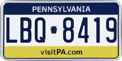 PA license plate LBQ8419