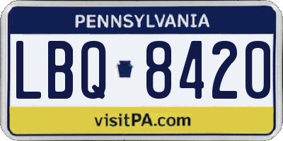 PA license plate LBQ8420