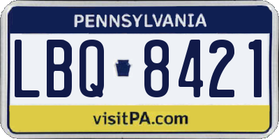 PA license plate LBQ8421