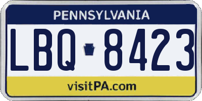 PA license plate LBQ8423