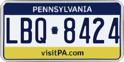 PA license plate LBQ8424