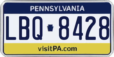 PA license plate LBQ8428