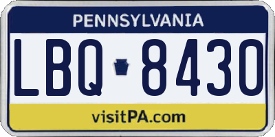 PA license plate LBQ8430
