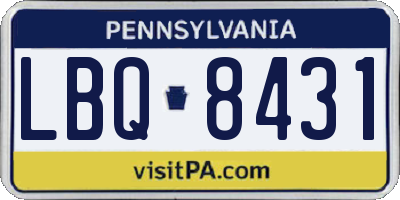 PA license plate LBQ8431
