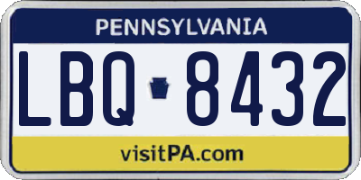 PA license plate LBQ8432