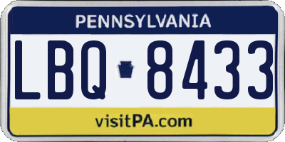 PA license plate LBQ8433