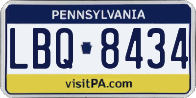 PA license plate LBQ8434