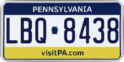 PA license plate LBQ8438