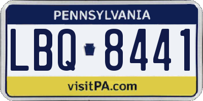 PA license plate LBQ8441