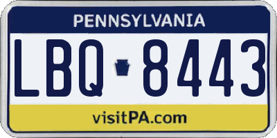 PA license plate LBQ8443