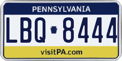 PA license plate LBQ8444