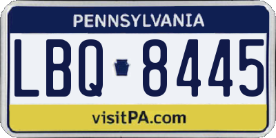 PA license plate LBQ8445