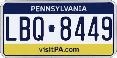 PA license plate LBQ8449