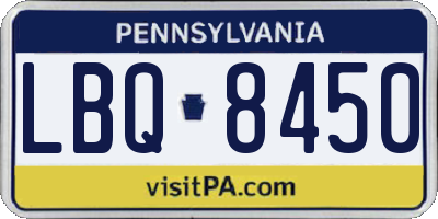 PA license plate LBQ8450