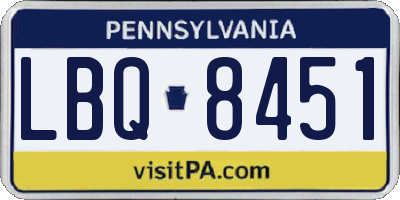 PA license plate LBQ8451