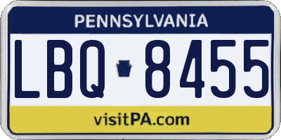 PA license plate LBQ8455