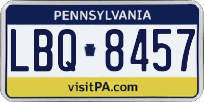 PA license plate LBQ8457