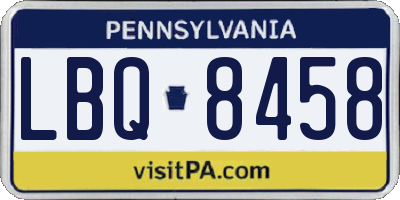 PA license plate LBQ8458
