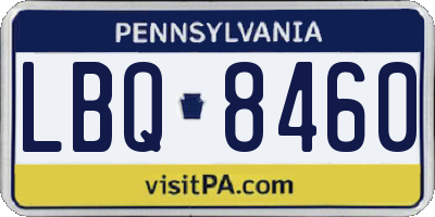 PA license plate LBQ8460