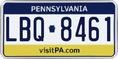 PA license plate LBQ8461