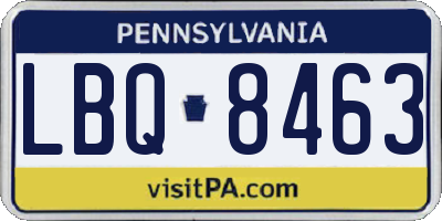PA license plate LBQ8463