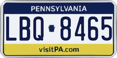 PA license plate LBQ8465