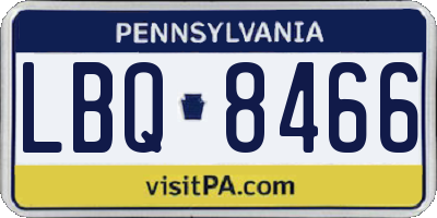 PA license plate LBQ8466