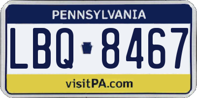 PA license plate LBQ8467
