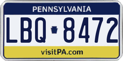 PA license plate LBQ8472