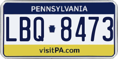 PA license plate LBQ8473
