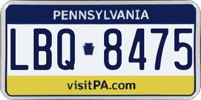 PA license plate LBQ8475